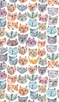 Estor enrollable con estampado de caras de gatos coloridas