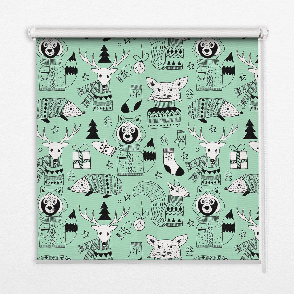 Estor enrollable para ventana con estampado de animales de invierno