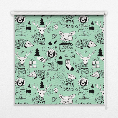 Estor enrollable para ventana con estampado de animales de invierno