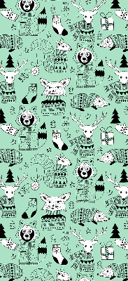 Estor enrollable para ventana con estampado de animales de invierno