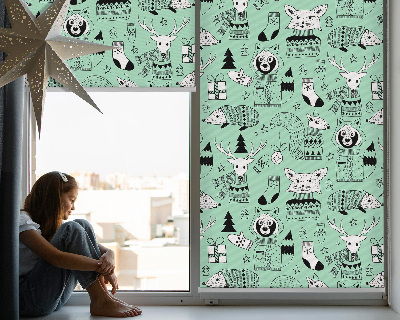 Estor enrollable para ventana con estampado de animales de invierno