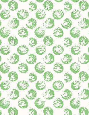 Estor enrollable con diseño de plantas en círculos verdes