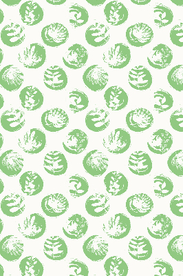 Estor enrollable con diseño de plantas en círculos verdes