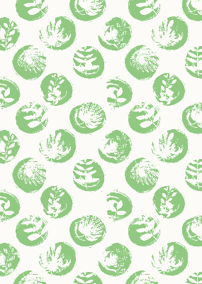 Estor enrollable con diseño de plantas en círculos verdes