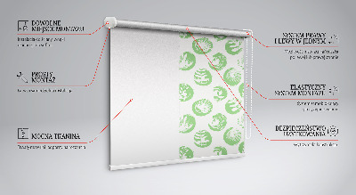 Estor enrollable con diseño de plantas en círculos verdes