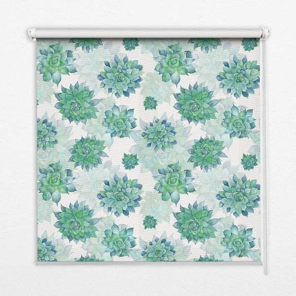 Modern roller blind con estampado de flores verdes