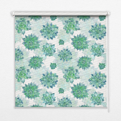 Modern roller blind con estampado de flores verdes