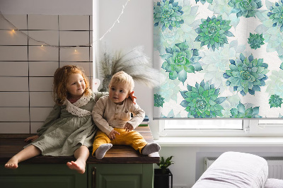 Modern roller blind con estampado de flores verdes