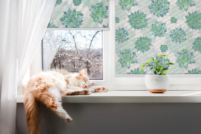 Modern roller blind con estampado de flores verdes