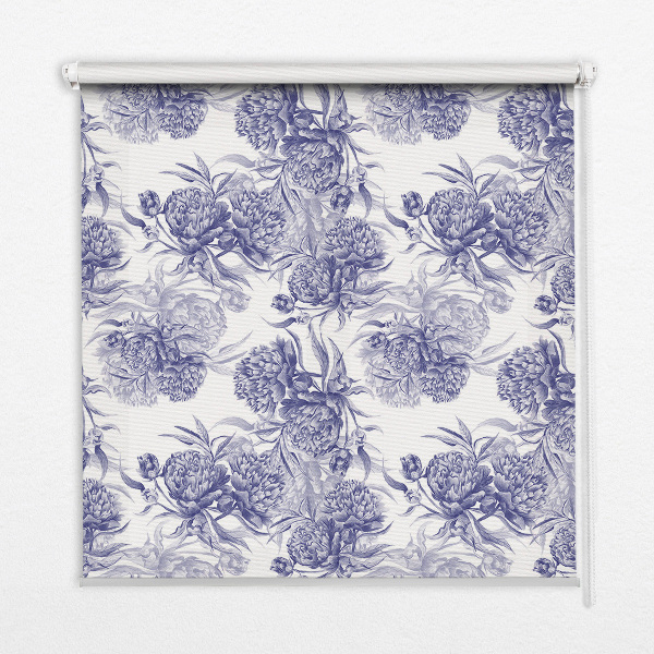 Estor enrollable para ventana con estampado de ramo azul