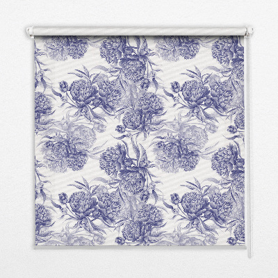 Estor enrollable para ventana con estampado de ramo azul