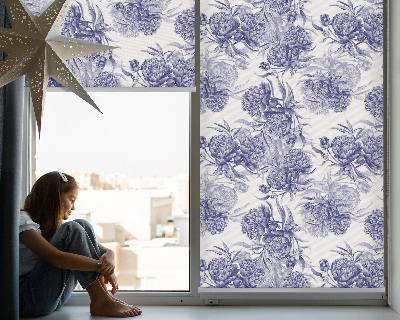 Estor enrollable para ventana con estampado de ramo azul