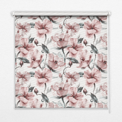 Estor enrollable con estampado de flores rosas
