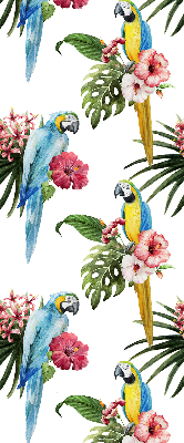 Estor enrollable para ventana con diseño de loro sobre flores