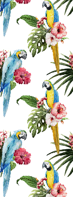 Estor enrollable para ventana con diseño de loro sobre flores