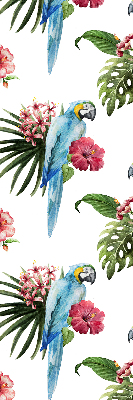 Estor enrollable para ventana con diseño de loro sobre flores
