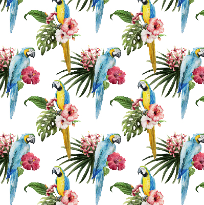 Estor enrollable para ventana con diseño de loro sobre flores