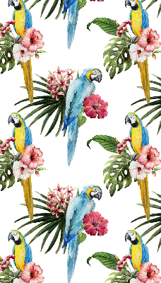 Estor enrollable para ventana con diseño de loro sobre flores