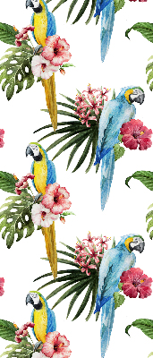 Estor enrollable para ventana con diseño de loro sobre flores