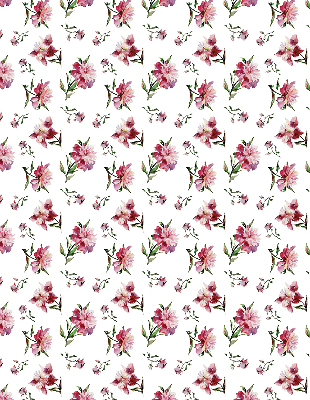 Estor enrollable para ventana con estampado de flores en tono rosa