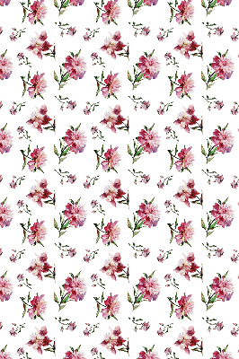 Estor enrollable para ventana con estampado de flores en tono rosa