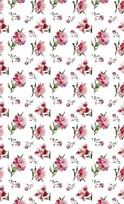 Estor enrollable para ventana con estampado de flores en tono rosa