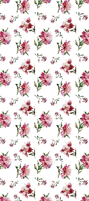Estor enrollable para ventana con estampado de flores en tono rosa