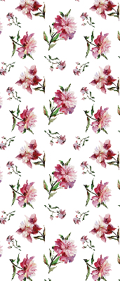 Estor enrollable para ventana con estampado de flores en tono rosa