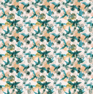 Modern roller blind con estampado de aves y paisajes coloridos