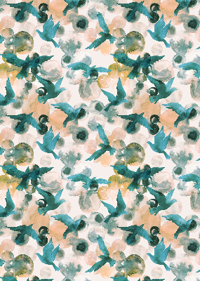 Modern roller blind con estampado de aves y paisajes coloridos