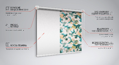 Modern roller blind con estampado de aves y paisajes coloridos