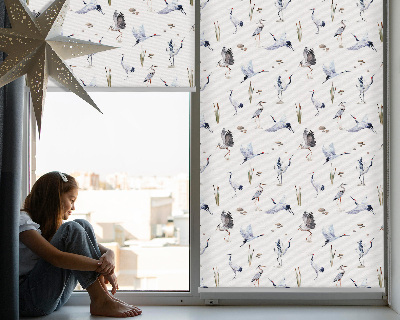 Estor enrollable para ventana con estampado de garzas