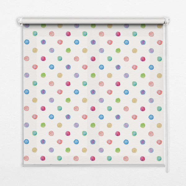 Modern roller blind con un estampado de puntos de colores