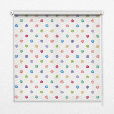 Modern roller blind con un estampado de puntos de colores