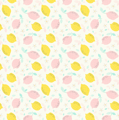 Estor enrollable para ventana con estampado de limones rosas y amarillos