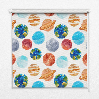 Estor enrollable con diseño de planetas