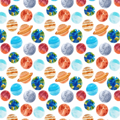 Estor enrollable con diseño de planetas