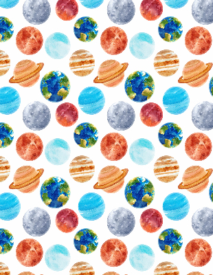 Estor enrollable con diseño de planetas