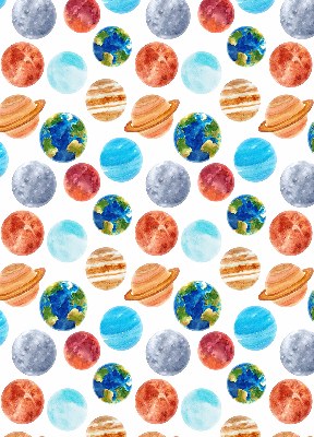 Estor enrollable con diseño de planetas