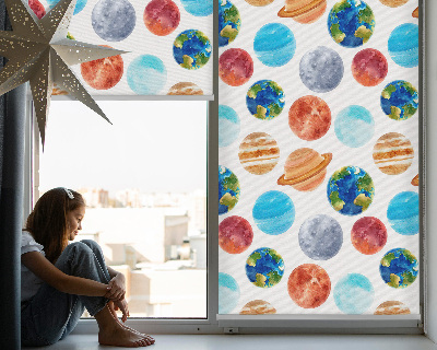 Estor enrollable con diseño de planetas