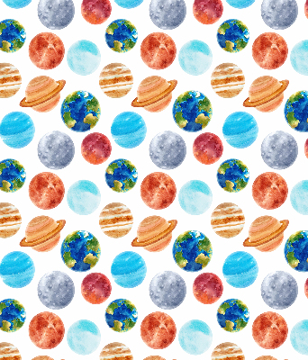 Estor enrollable con diseño de planetas