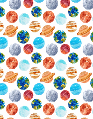 Estor enrollable con diseño de planetas
