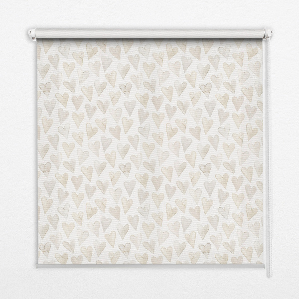 Modern roller blind con estampado de corazones en color beige