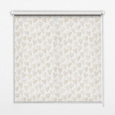 Modern roller blind con estampado de corazones en color beige