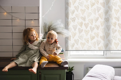 Modern roller blind con estampado de corazones en color beige