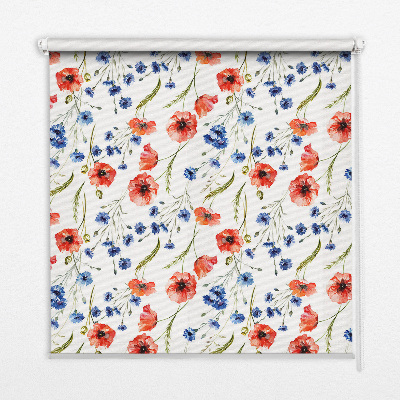 Estor enrollable para ventana con estampado de amapolas