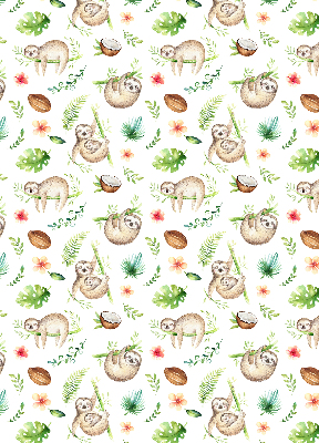 Estor enrollable con estampado de perezosos y plantas