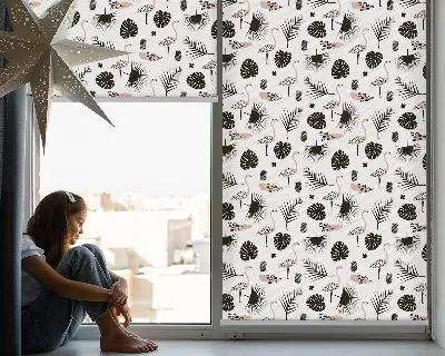 Modern roller blind con estampado de flamencos y hojas