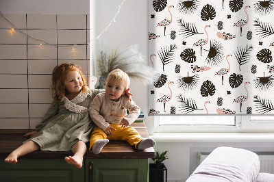 Modern roller blind con estampado de flamencos y hojas