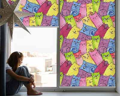 Modern roller blind con estampado de gatos coloridos